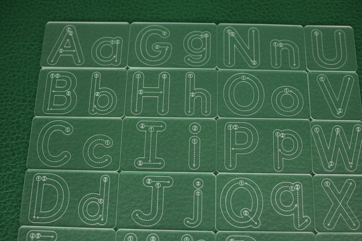 Alphabet Letter Tracing Tiles | Upper & Lowercase | Montessori Learning Tool | Acrylic | Handwriting Practice Tiles