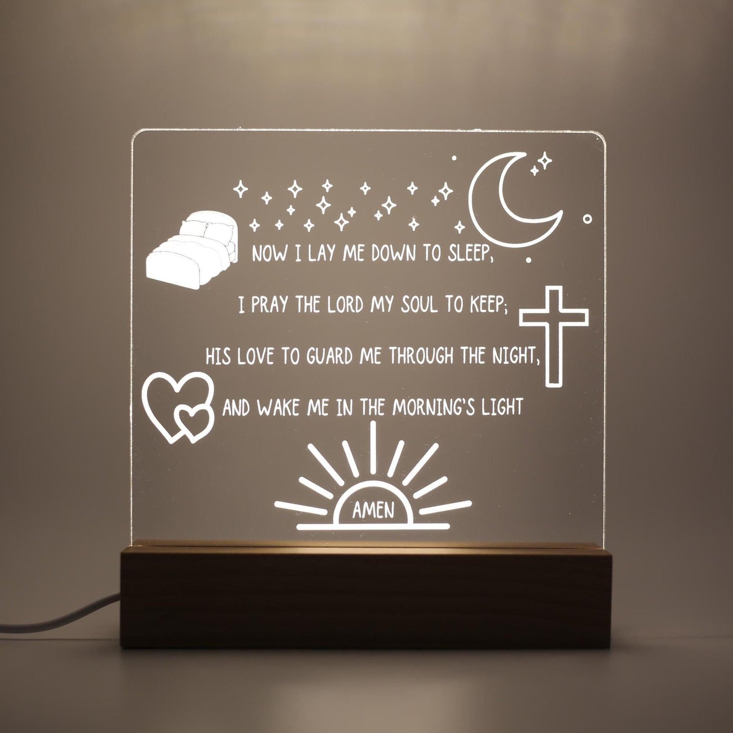 Personalized Baby Night Light | Christian Nursery Lamp with Scripture, Engraved Acrylic Prayer Nightlight for New & Expecting Moms
