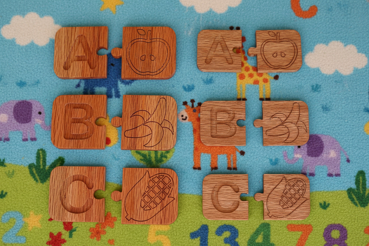 Alphabet Puzzle Match Tiles - Food