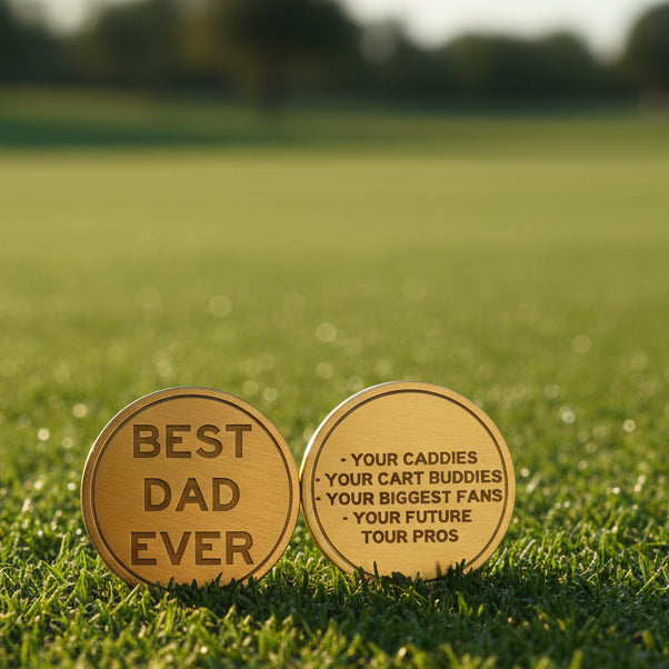 Brass Golf Ball Markers - Laser Engraved Golf Accessory