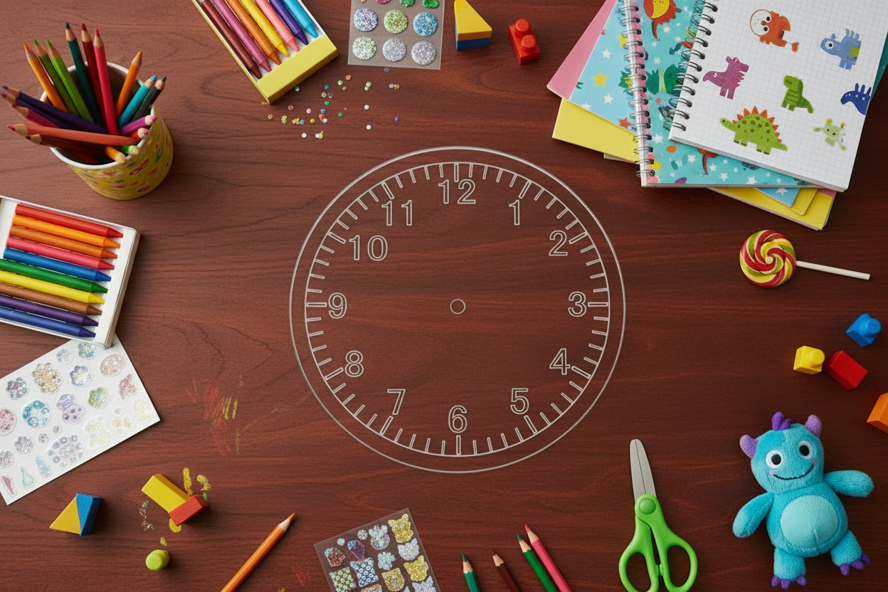 Clear Acrylic Learning Clock | Dry Erase Teaching Clock for Kids | Learn to Tell Time
