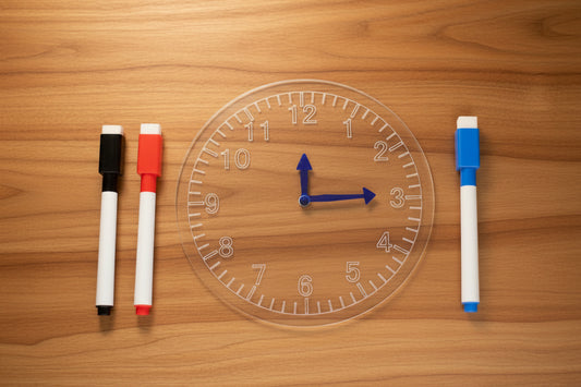 Clear Acrylic Learning Clock | Dry Erase Teaching Clock for Kids | Learn to Tell Time