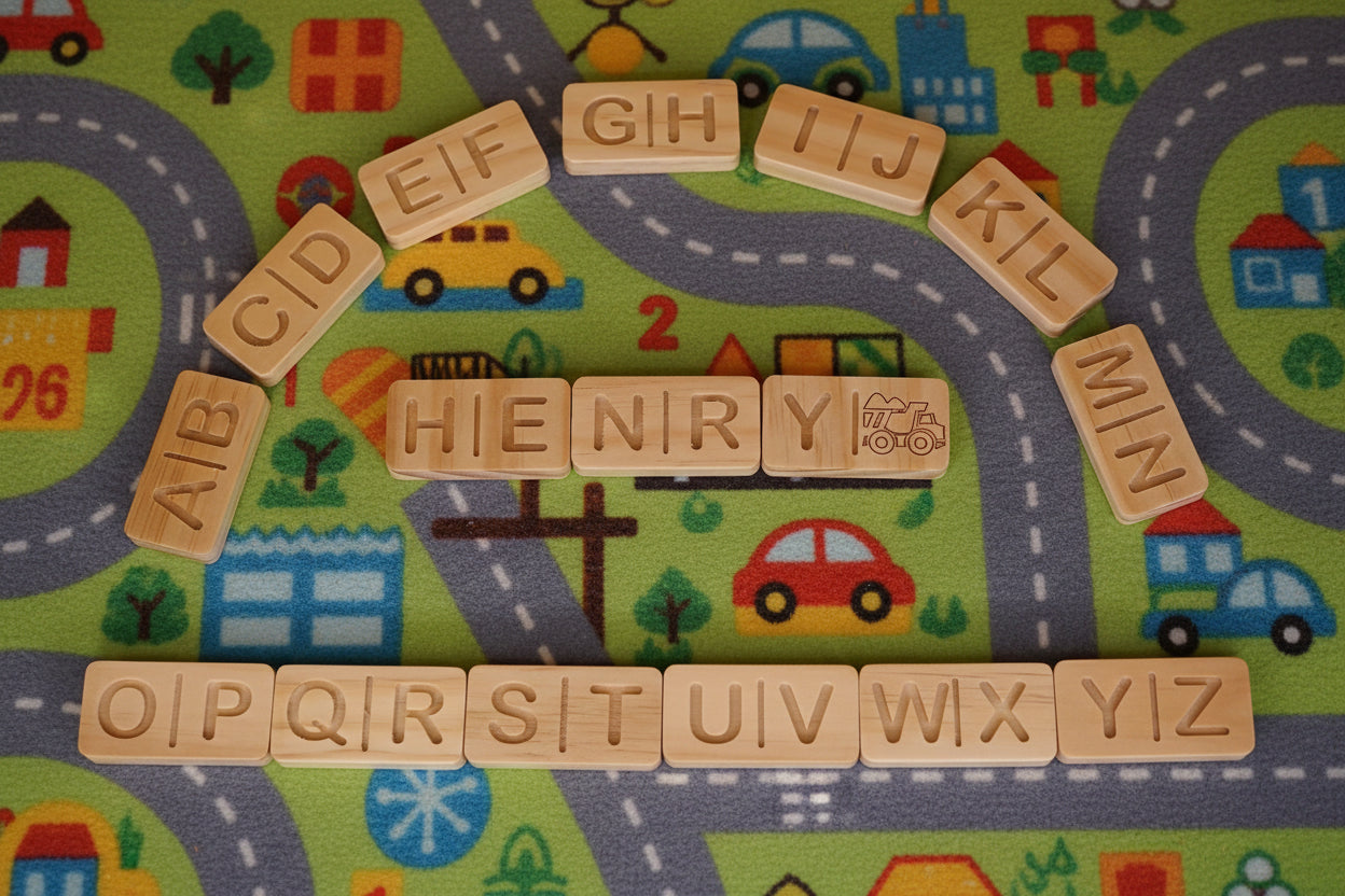 Alphabet domino set with personalized name tile | Montessori letter learning set