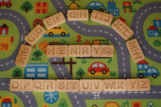 Alphabet domino set with personalized name tile | Montessori letter learning set