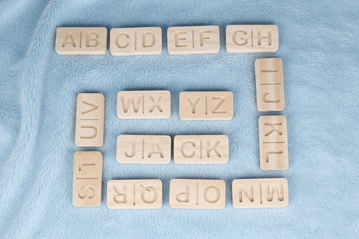 Alphabet domino set with personalized name tile | Montessori letter learning set