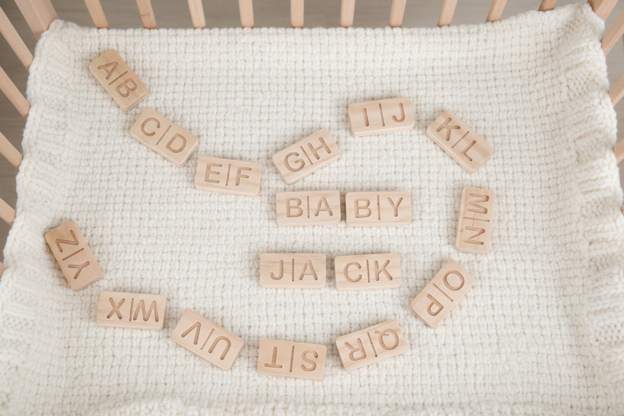 Alphabet domino set with personalized name tile | Montessori letter learning set