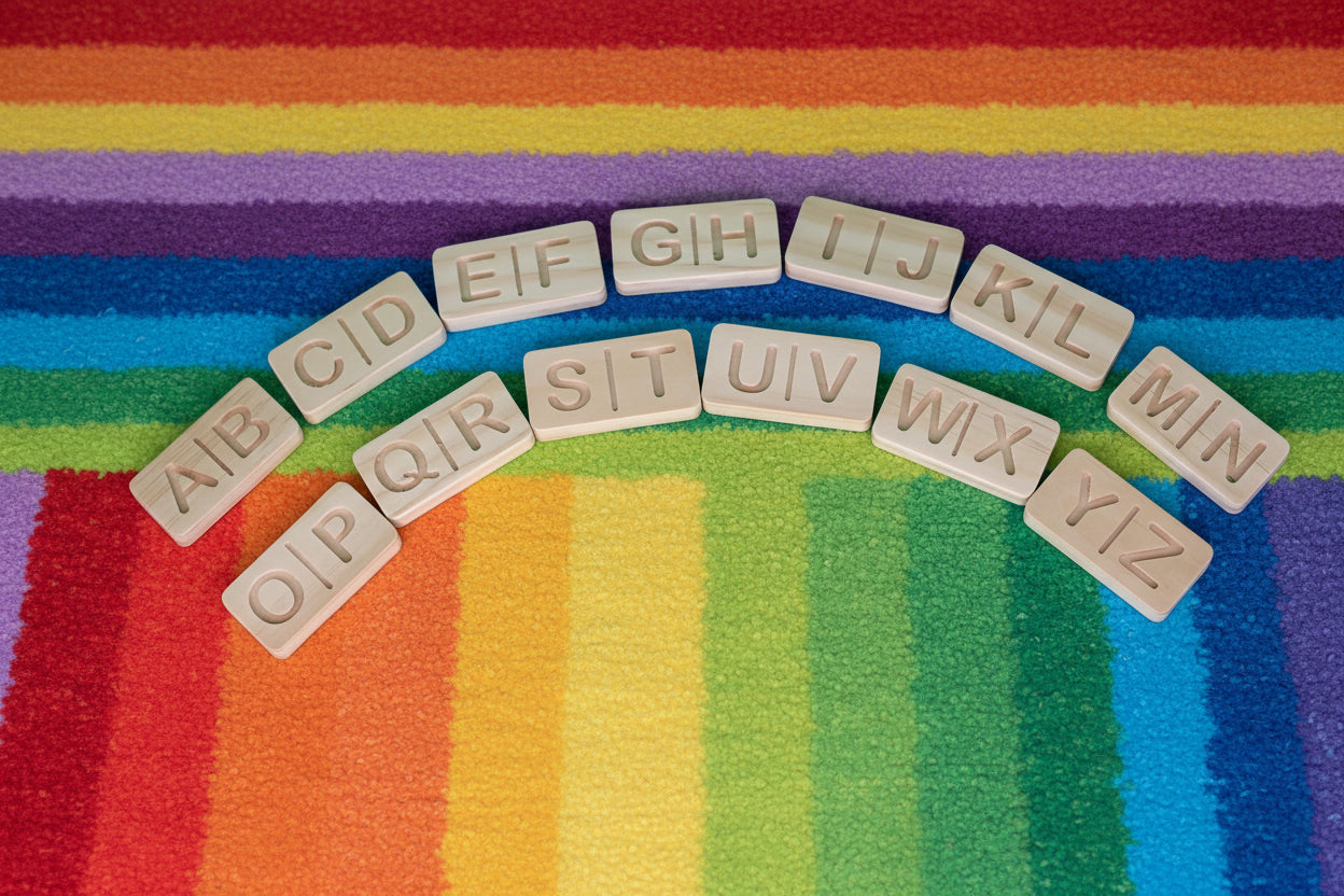 Alphabet domino set with personalized name tile | Montessori letter learning set