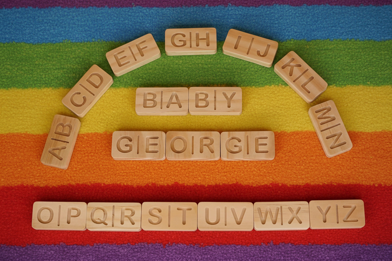 Alphabet domino set with personalized name tile | Montessori letter learning set