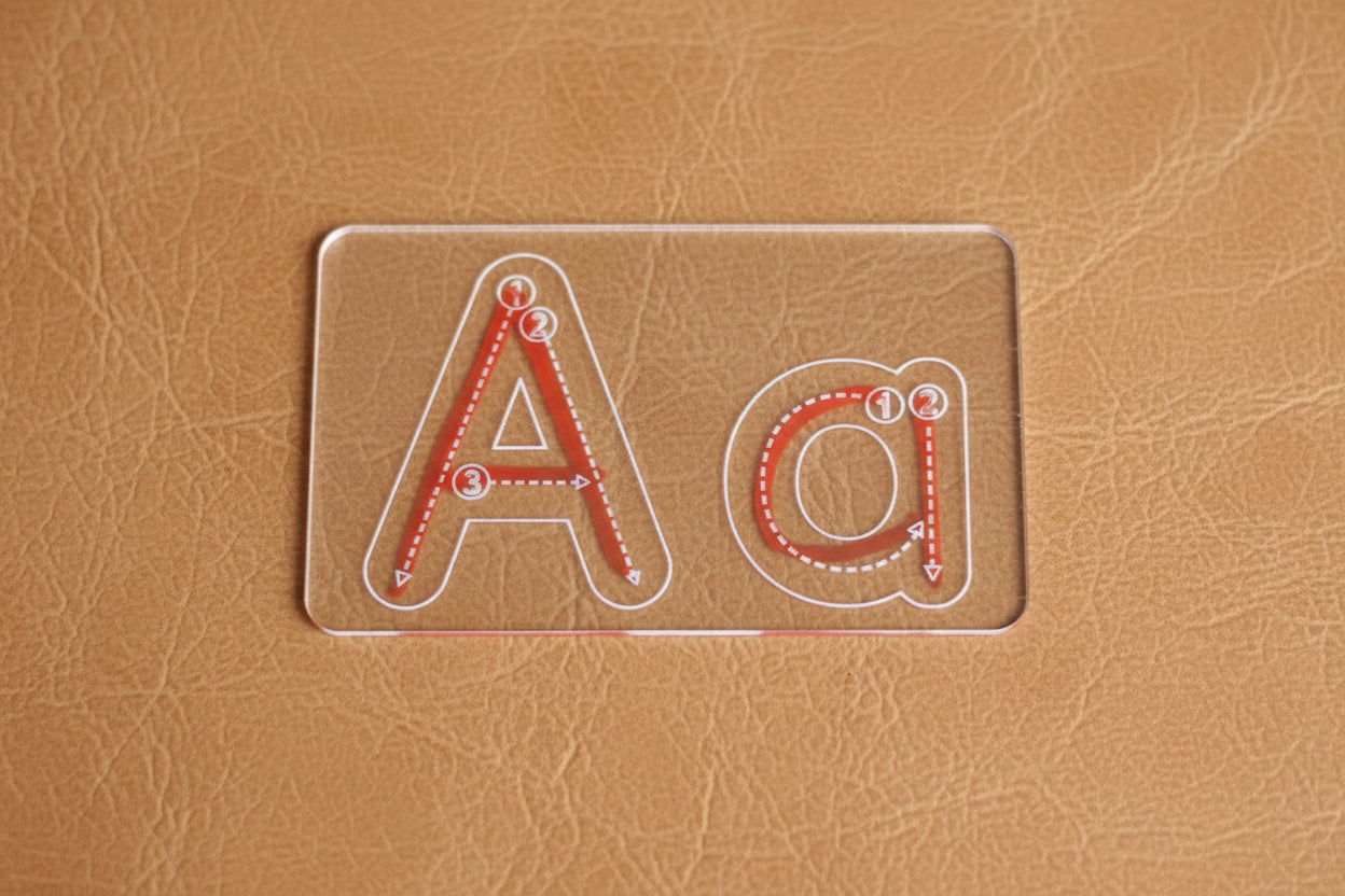 Alphabet Letter Tracing Tiles | Upper & Lowercase | Montessori Learning Tool | Acrylic | Handwriting Practice Tiles