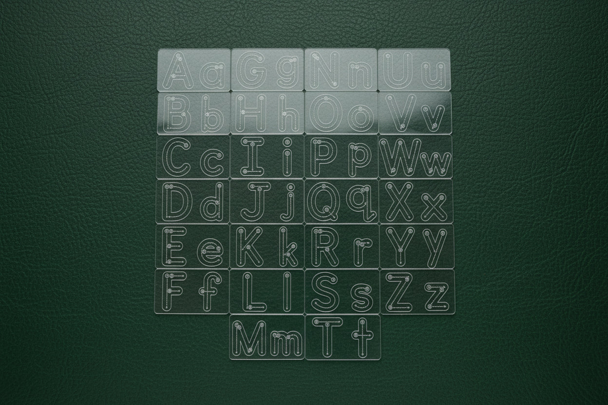 Alphabet Letter Tracing Tiles | Upper & Lowercase | Montessori Learning Tool | Acrylic | Handwriting Practice Tiles