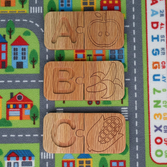 Alphabet Puzzle Match Tiles - Food