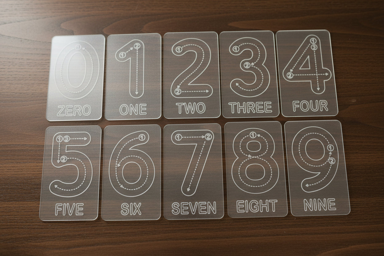 Number Tracing Card | Montessori Math Acrylic Flashcard