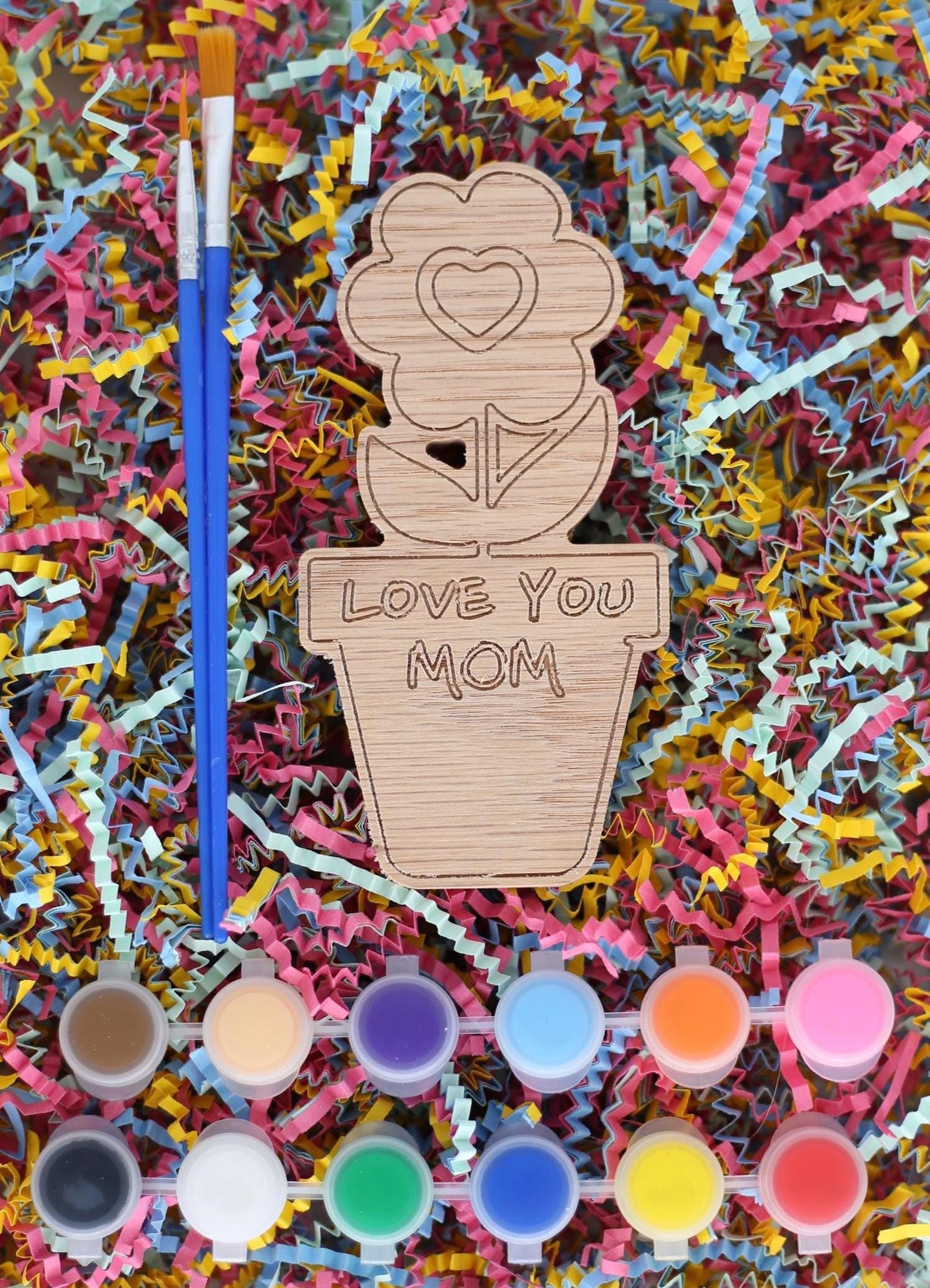 Mother's Day Paint Craft Kit | Wooden Flower Pot Kid Gift to Mom