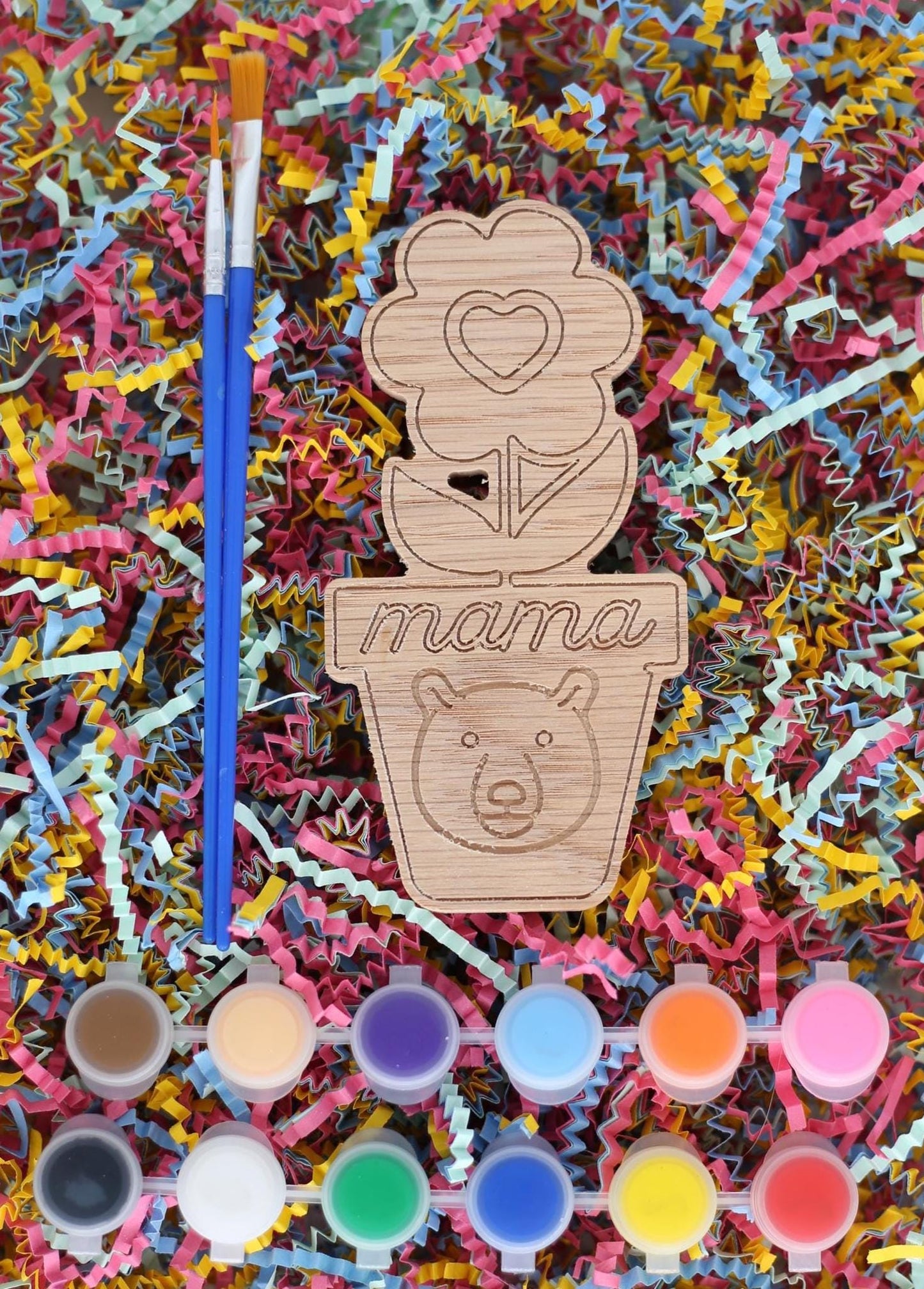 Mother's Day Paint Craft Kit | Wooden Flower Pot Kid Gift to Mom
