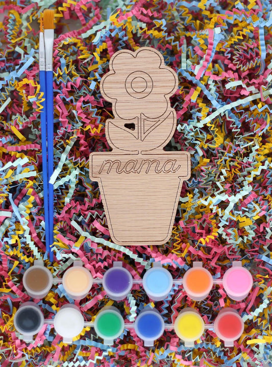 Mother's Day Paint Craft Kit | Wooden Flower Pot Kid Gift to Mom
