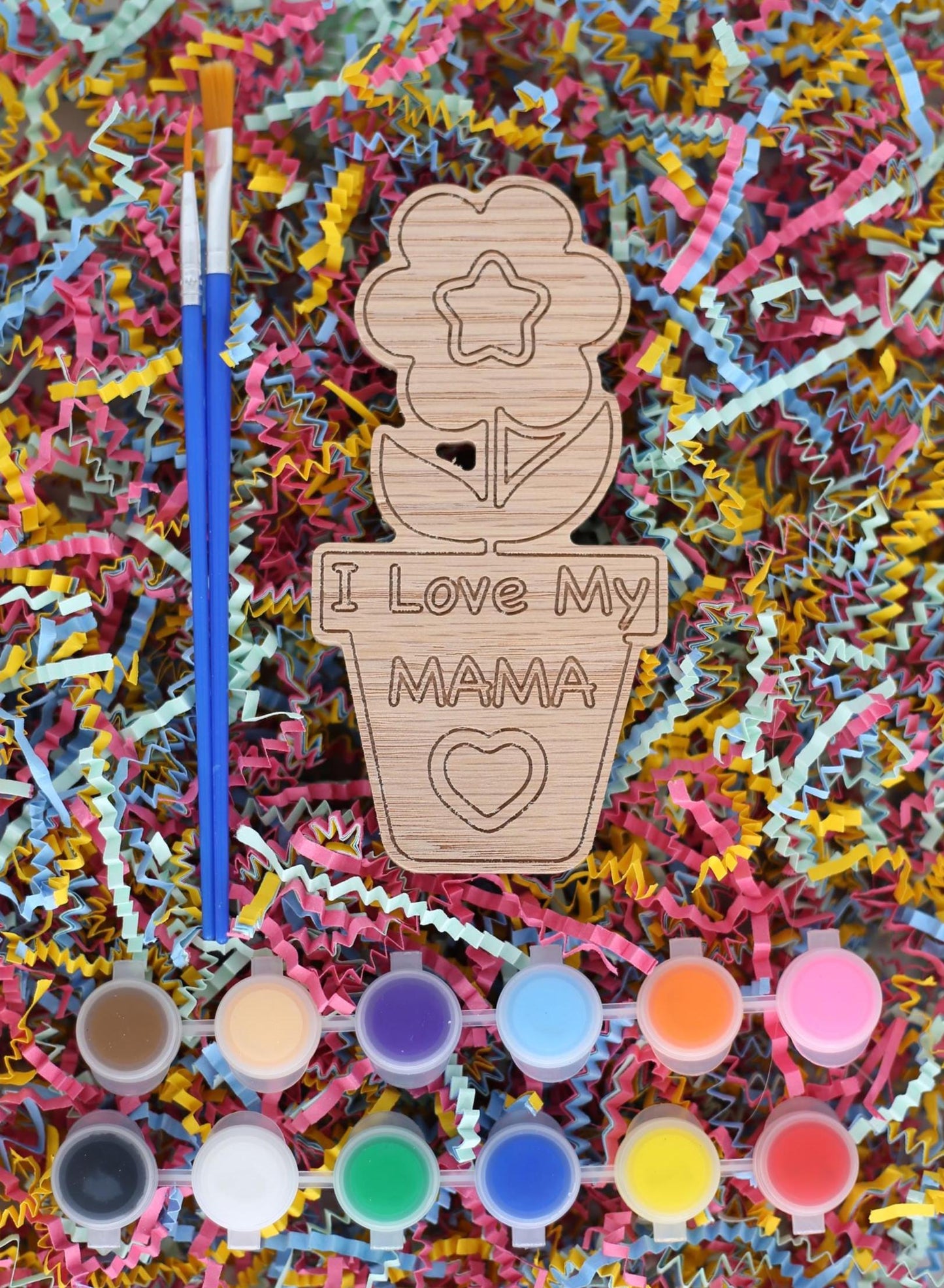 Mother's Day Paint Craft Kit | Wooden Flower Pot Kid Gift to Mom