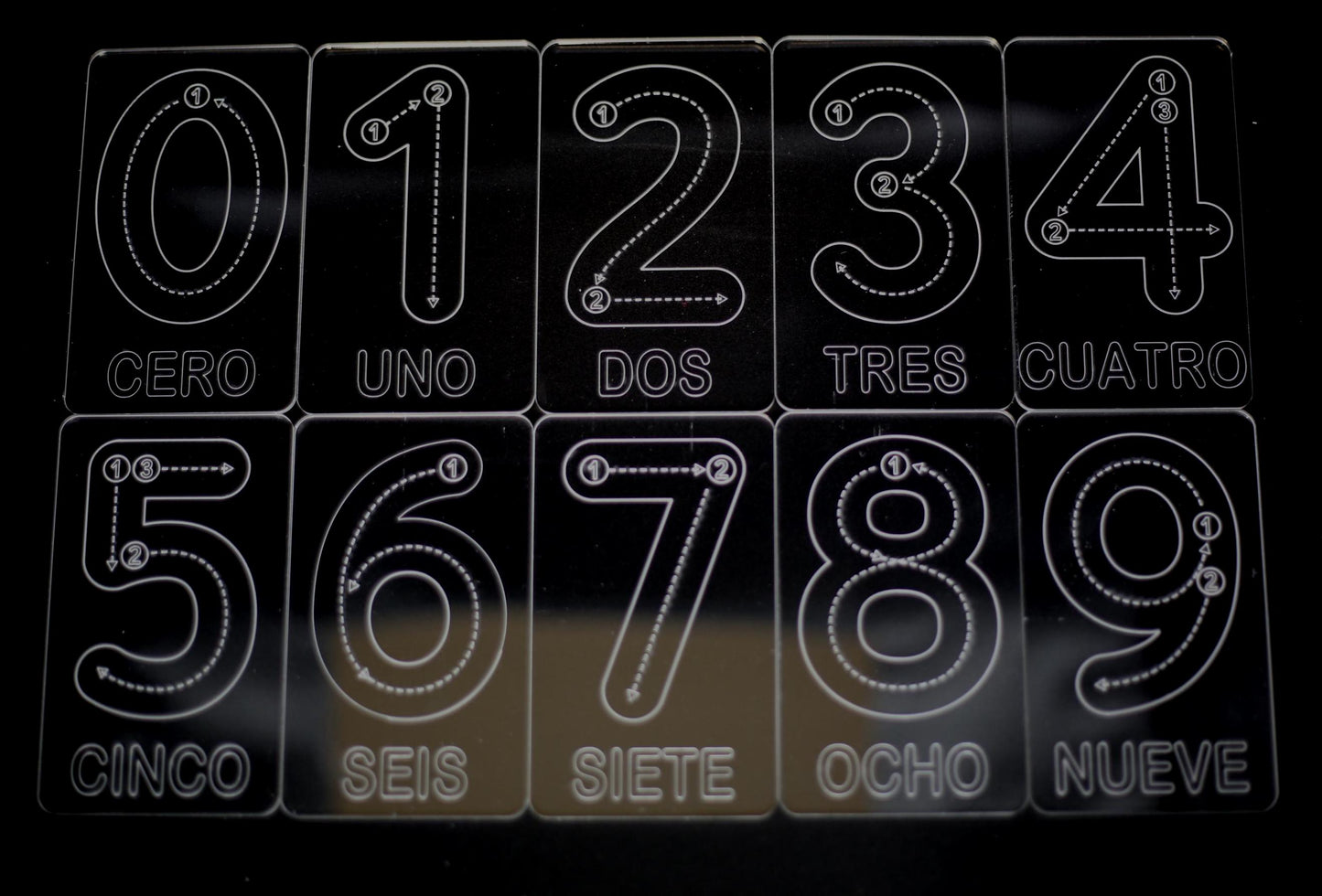 Spanish Numbers Tracing Cards | Montessori Math Flashcard Made From Acrylic