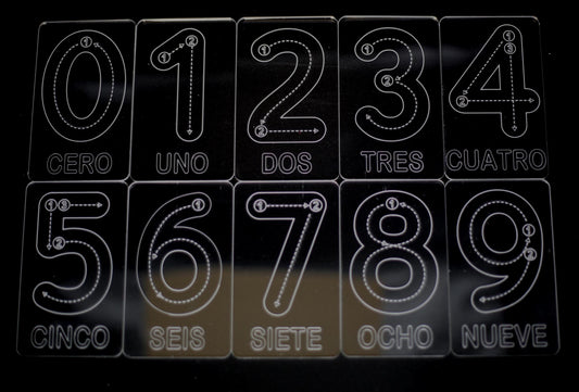 Spanish Numbers Tracing Cards | Montessori Math Flashcard Made From Acrylic
