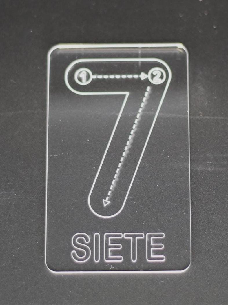Spanish Numbers Tracing Cards | Montessori Math Flashcard Made From Acrylic