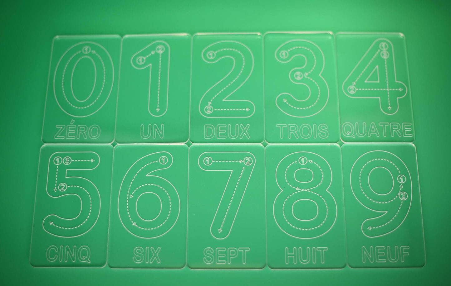 French Numbers Tracing Cards | Montessori Math Flashcard Made From Acrylic