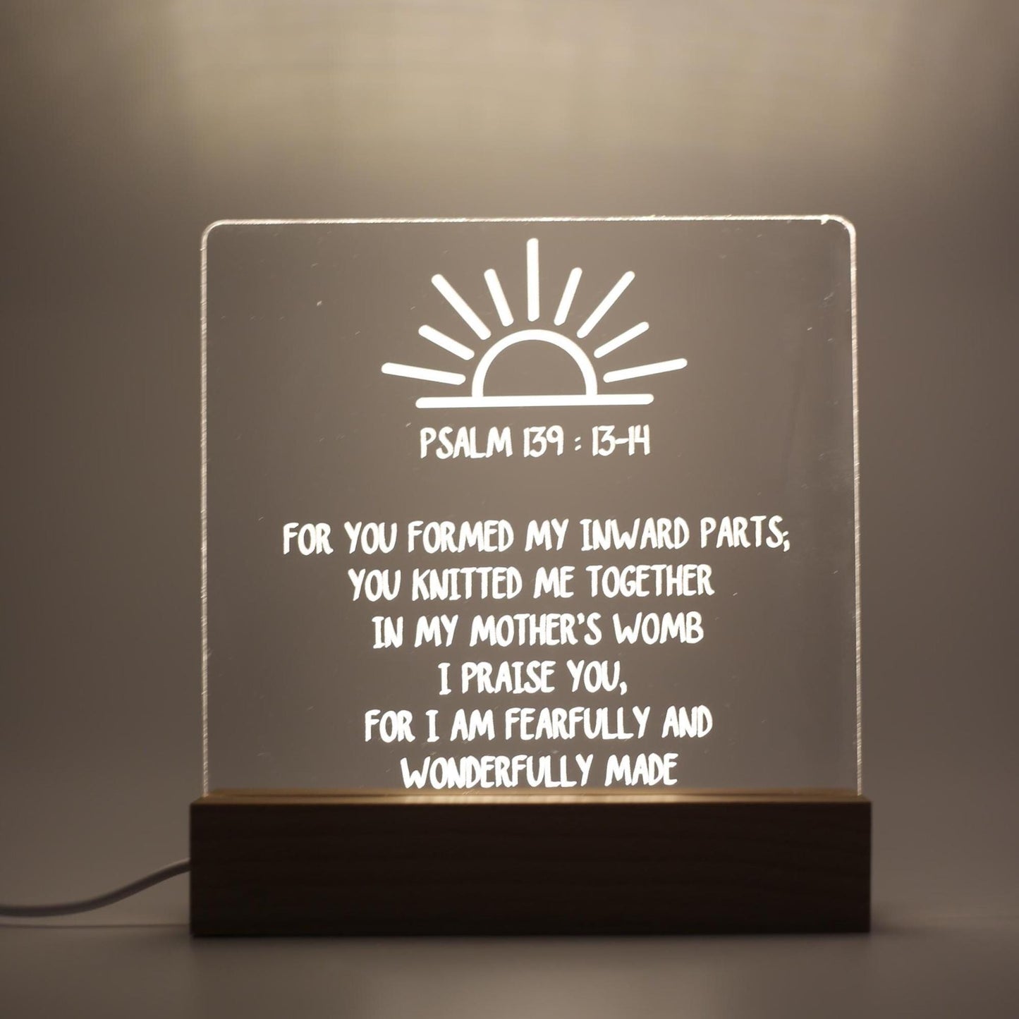 Personalized Baby Night Light | Christian Nursery Lamp with Scripture, Engraved Acrylic Prayer Nightlight for New & Expecting Moms