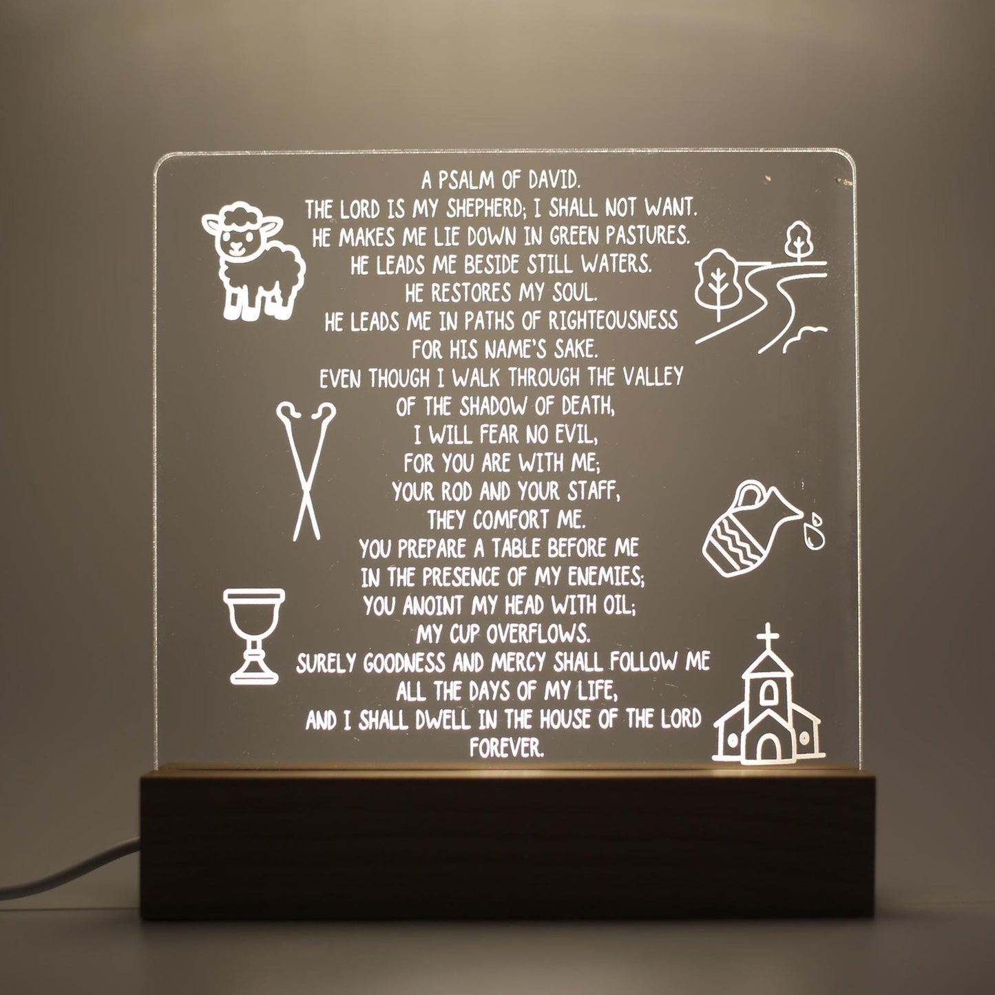 Personalized Baby Night Light | Christian Nursery Lamp with Scripture, Engraved Acrylic Prayer Nightlight for New & Expecting Moms