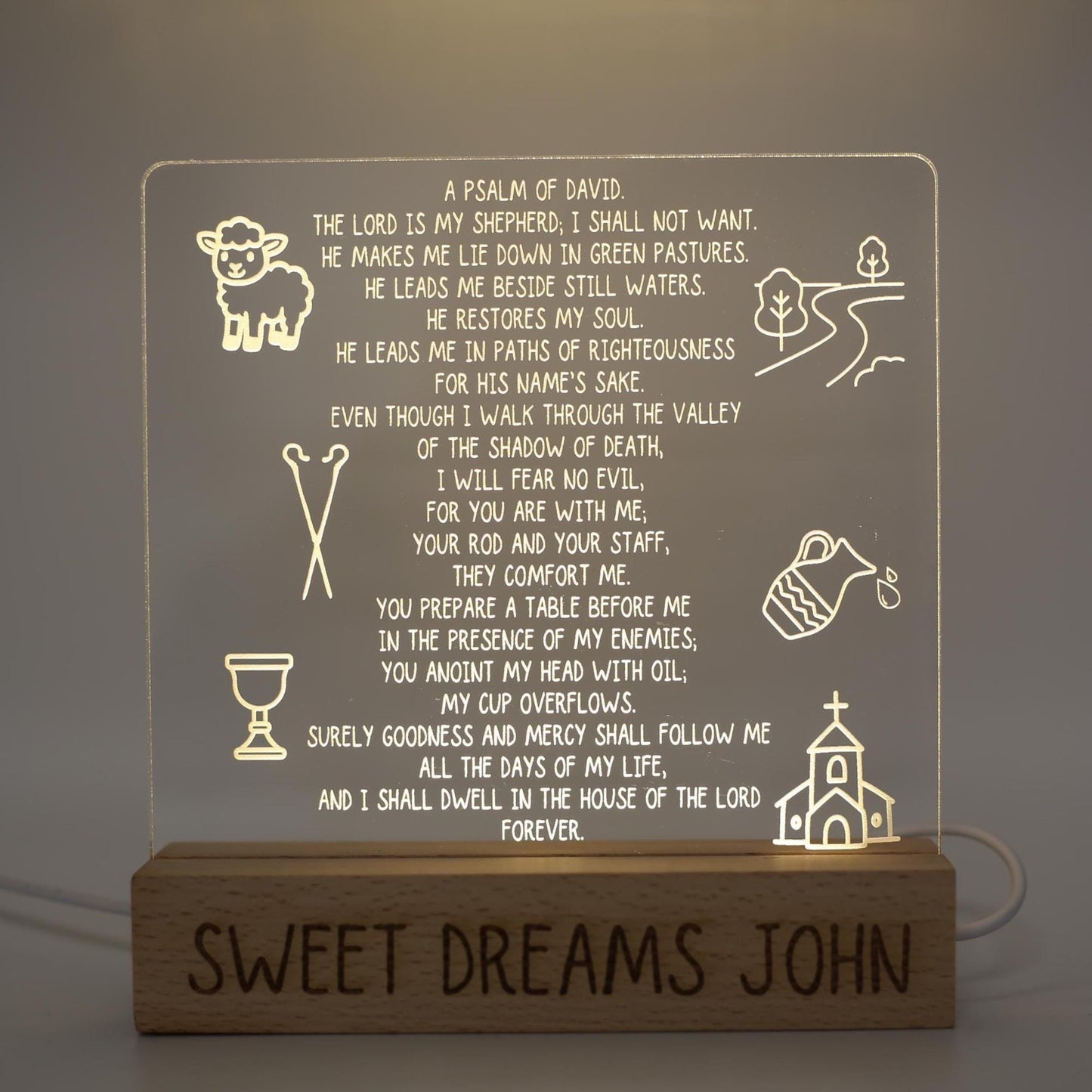 Personalized Baby Night Light | Christian Nursery Lamp with Scripture, Engraved Acrylic Prayer Nightlight for New & Expecting Moms