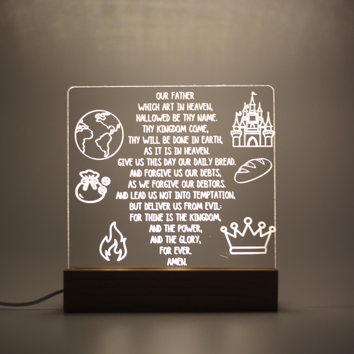 Personalized Baby Night Light | Christian Nursery Lamp with Scripture, Engraved Acrylic Prayer Nightlight for New & Expecting Moms