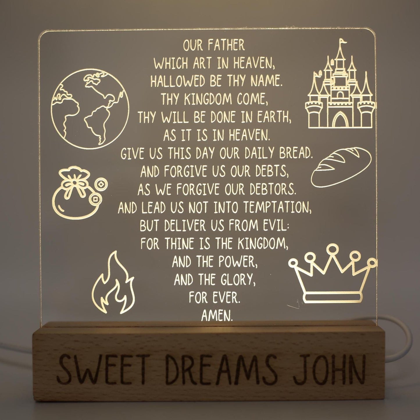 Personalized Baby Night Light | Christian Nursery Lamp with Scripture, Engraved Acrylic Prayer Nightlight for New & Expecting Moms
