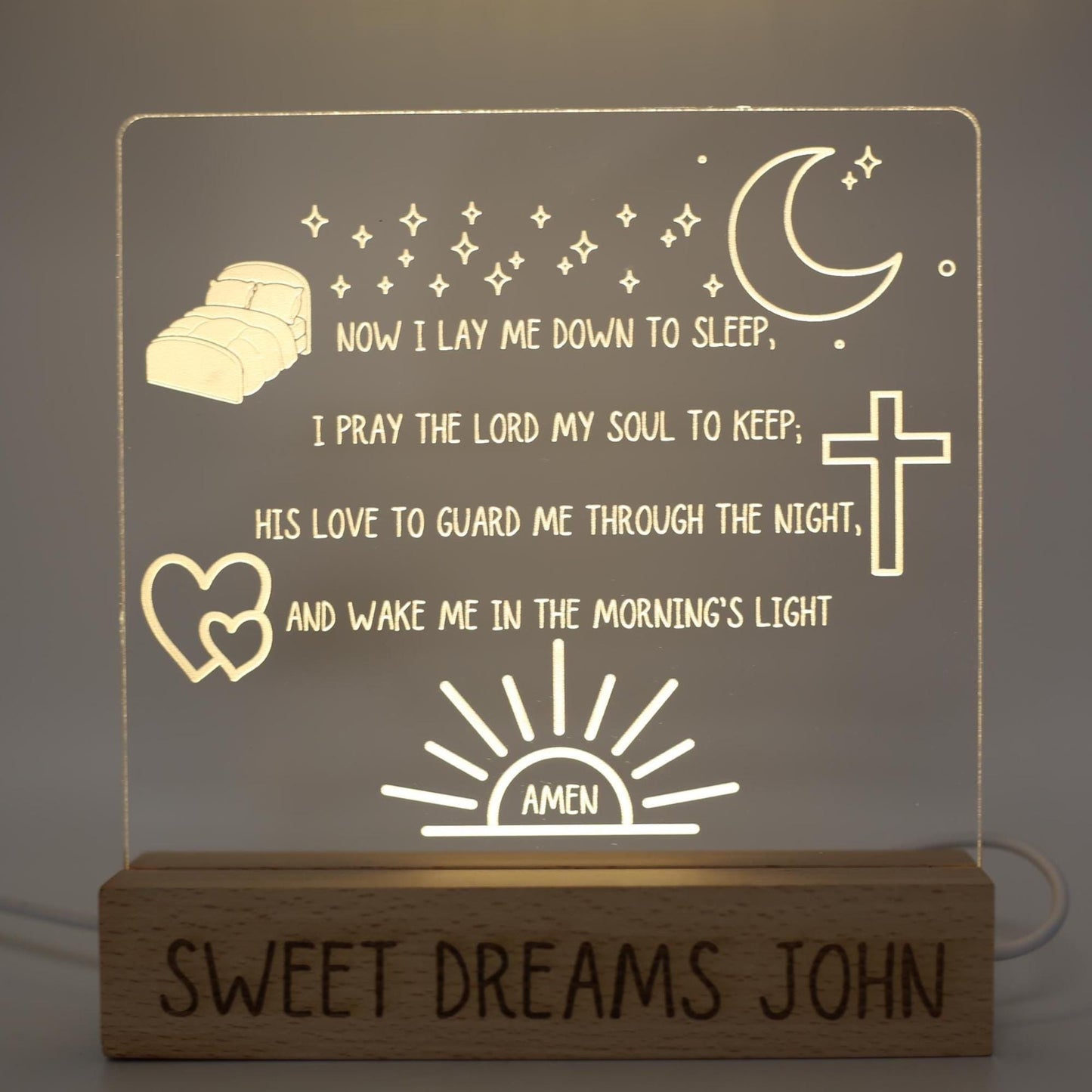 Personalized Baby Night Light | Christian Nursery Lamp with Scripture, Engraved Acrylic Prayer Nightlight for New & Expecting Moms