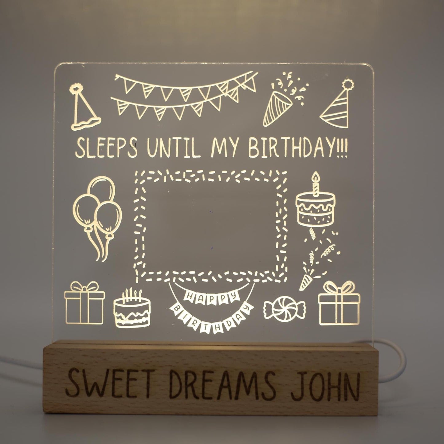Interactive Countdown Night Light | Interactive Night Light, Engraved Acrylic Drawing Nightlight for Young Children