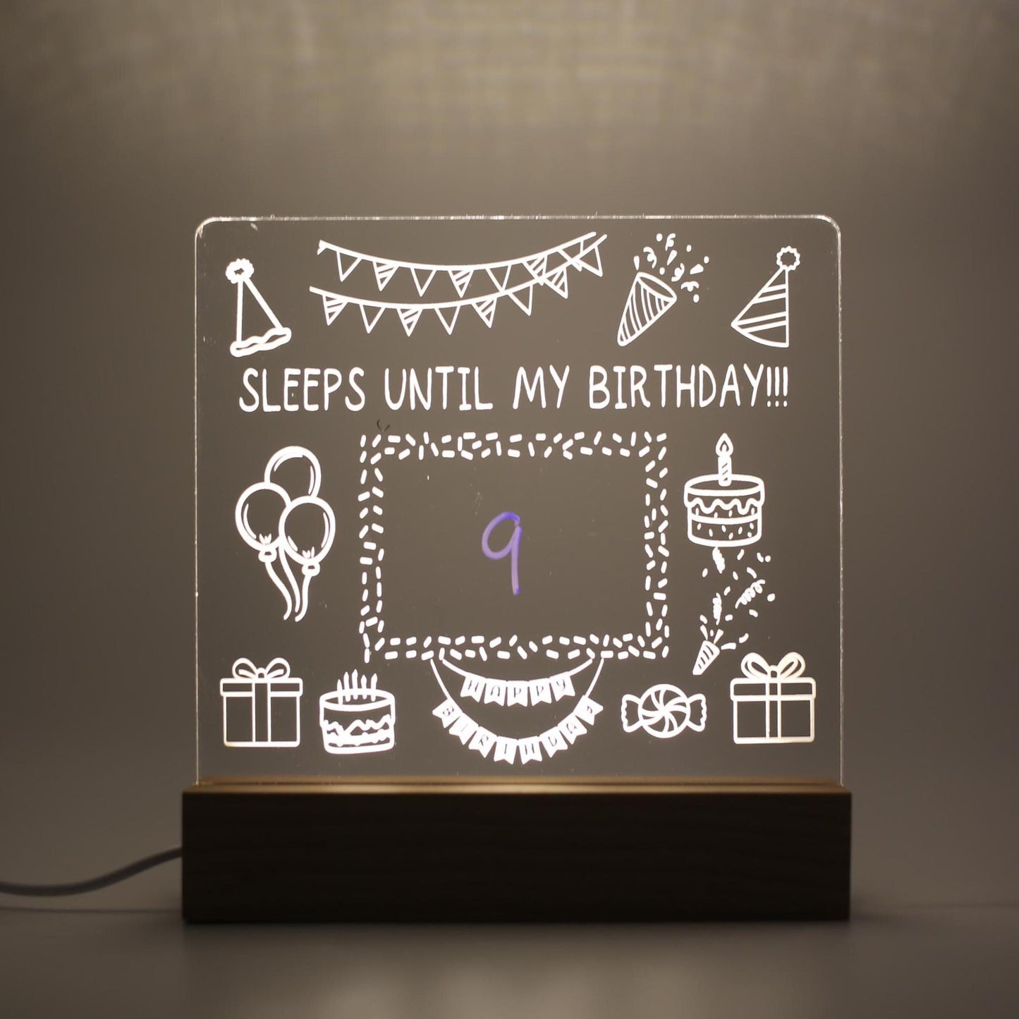 Interactive Countdown Night Light | Interactive Night Light, Engraved Acrylic Drawing Nightlight for Young Children