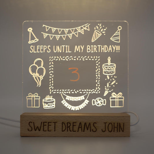 Interactive Countdown Night Light | Interactive Night Light, Engraved Acrylic Drawing Nightlight for Young Children
