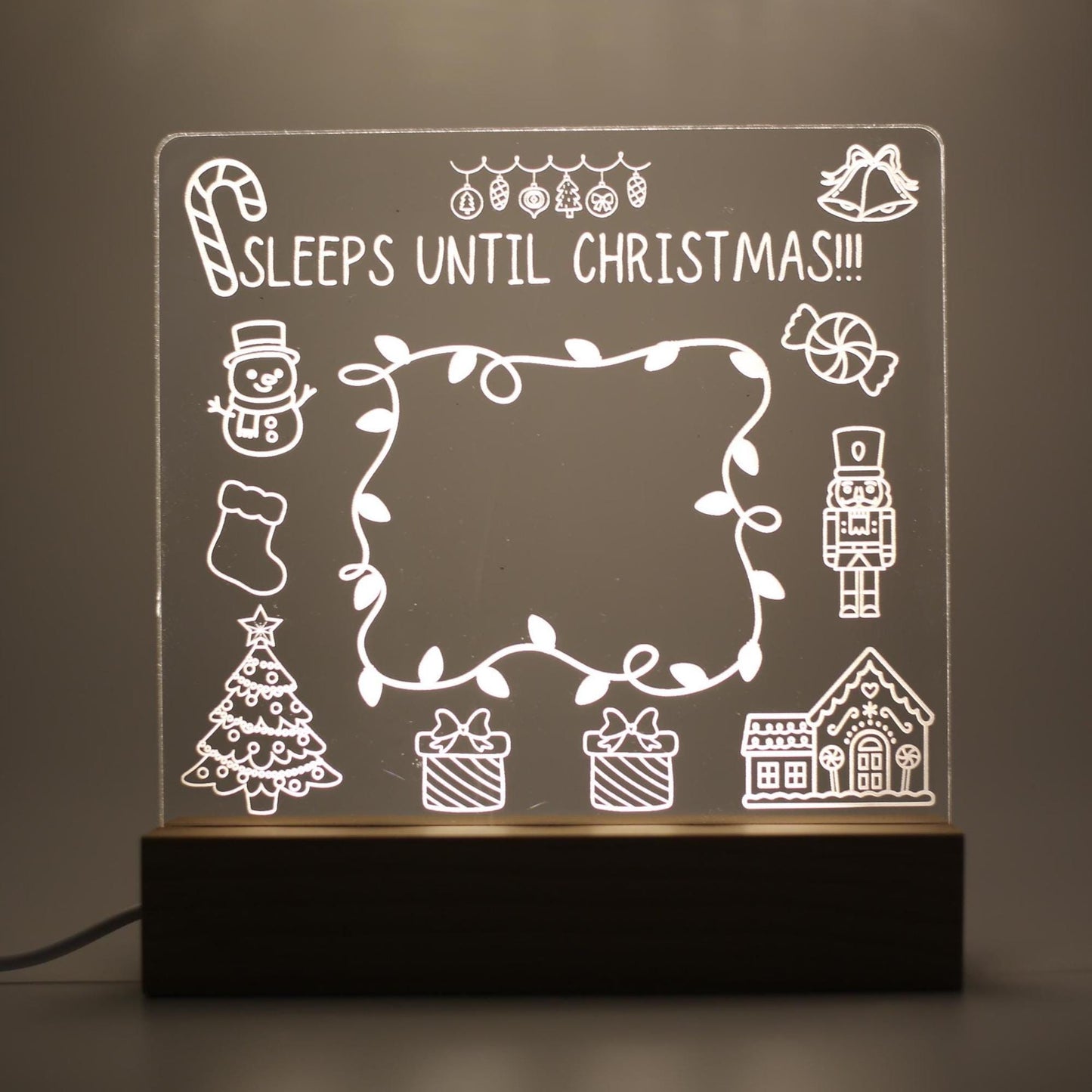 Interactive Countdown Night Light | Interactive Night Light, Engraved Acrylic Drawing Nightlight for Young Children