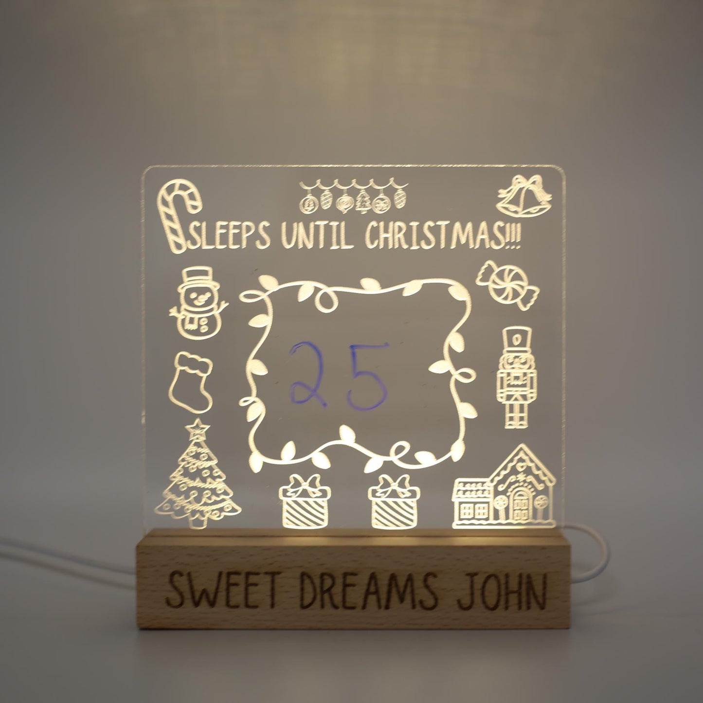 Interactive Countdown Night Light | Interactive Night Light, Engraved Acrylic Drawing Nightlight for Young Children