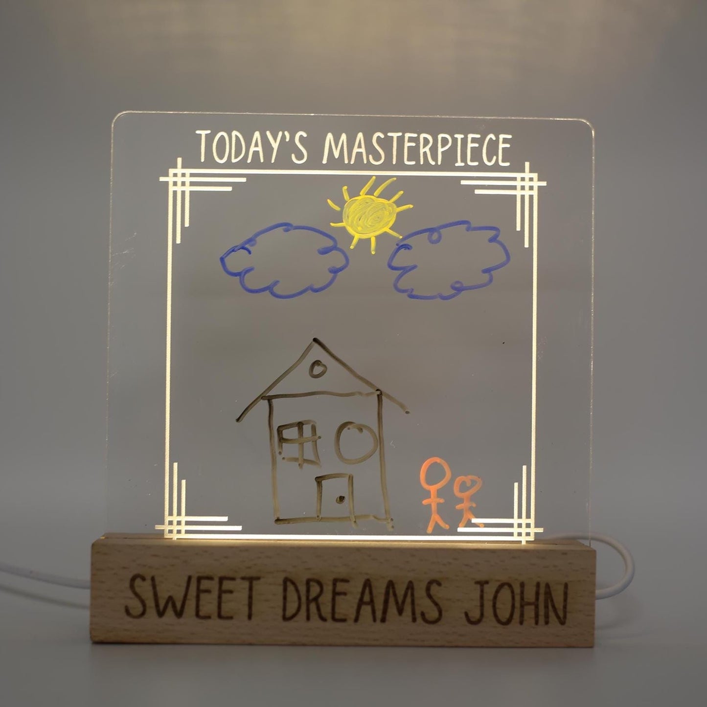 Interactive Countdown Night Light | Interactive Night Light, Engraved Acrylic Drawing Nightlight for Young Children